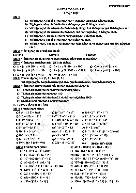 Ôn tập Toán lớp 6 học kì 1